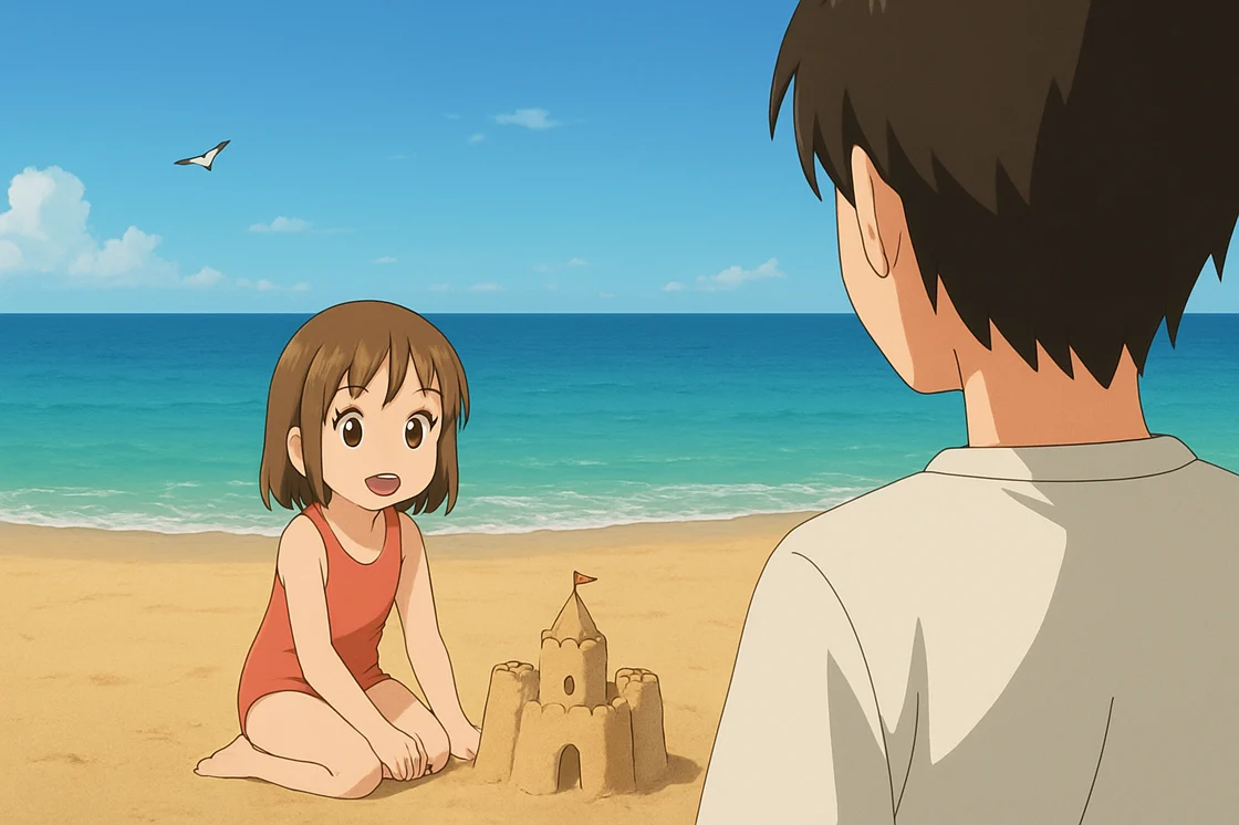 Kind und Junge am Strand 1